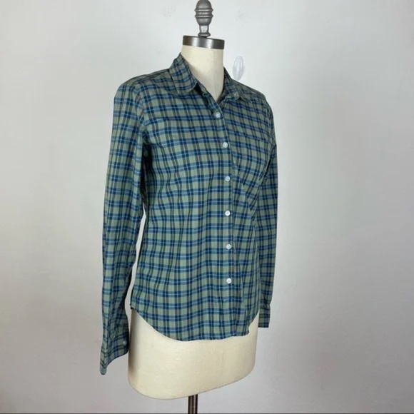 Steven Allen Plaid Button Down S EUC Green Blue Twist Reverse Seam - Picture 4 of 11
